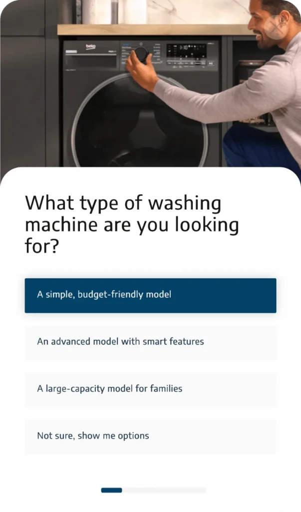 Washing machine type selection step