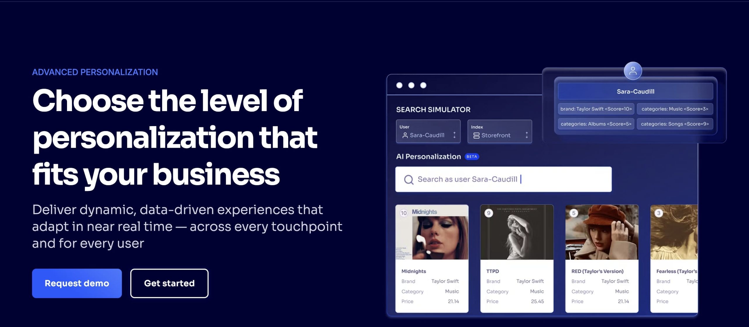 Algolia personalized e-commerce search and product discovery interface