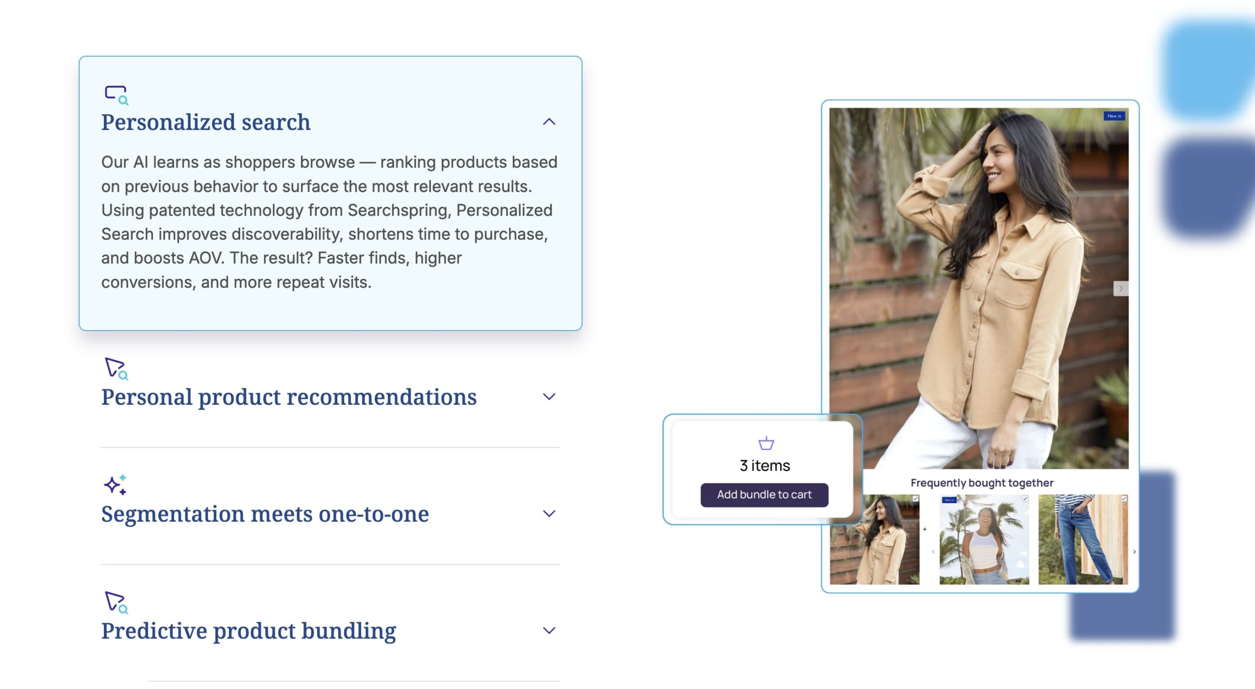Searchspring personalized search and product recommendation experience