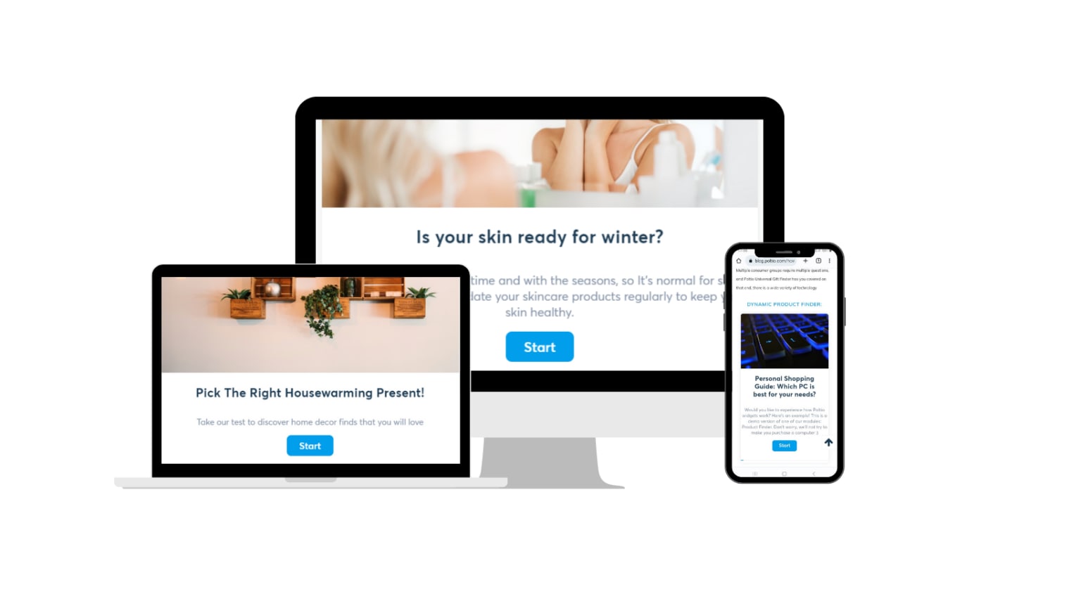 Recommendation quizzes across devices for personalized customer experiences