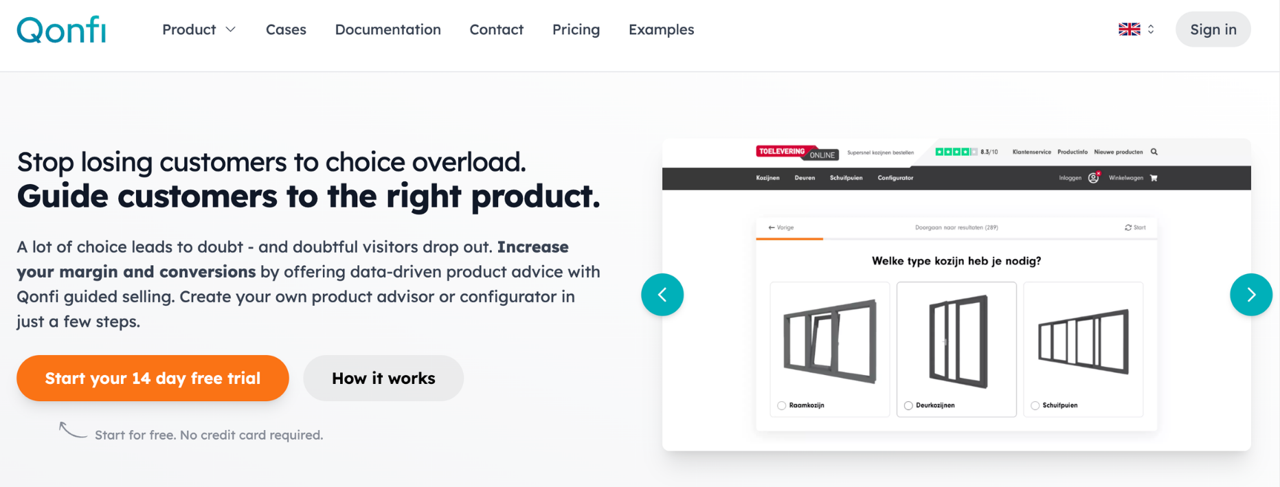 Qonfi product advisor for lightweight guided selling experiences
