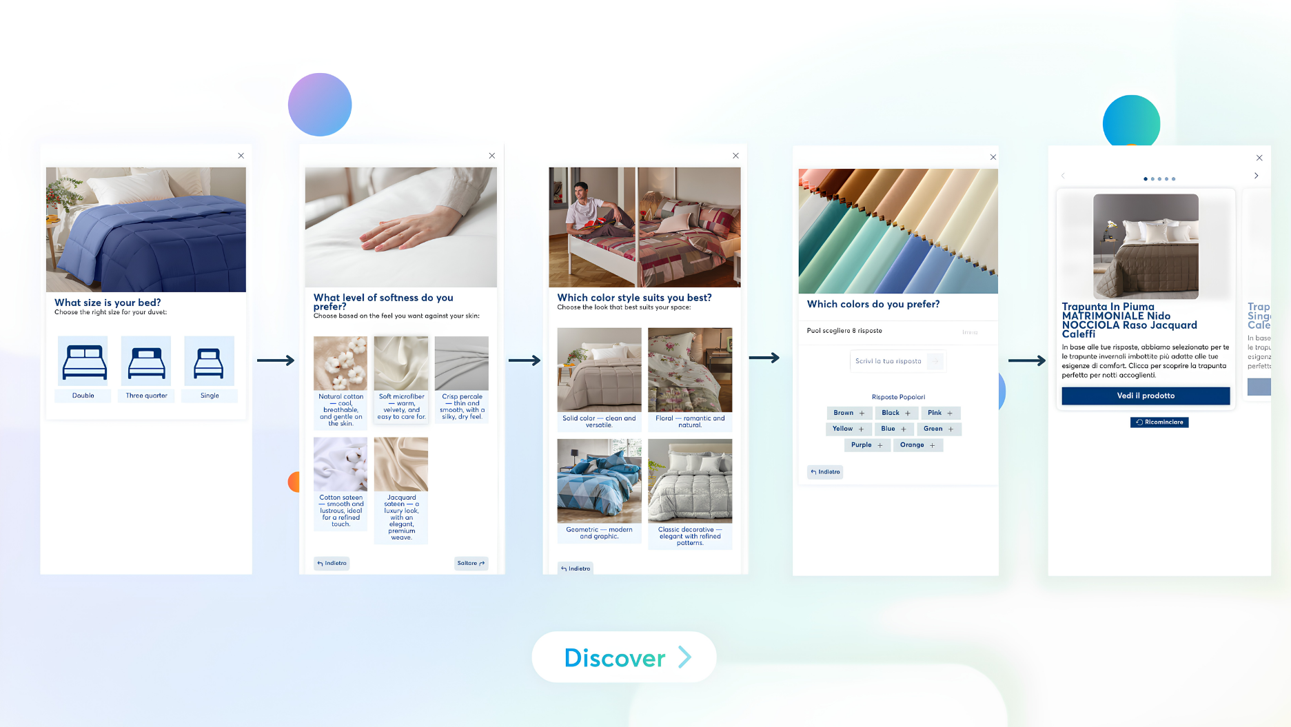 Caleffi Bedding Shopping Assistant for personalized duvet and bedding recommendations